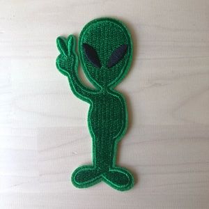 Green Peace Sign Alien Patch